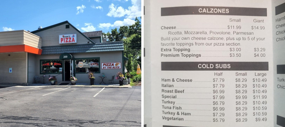 Yanni's Pizza Menu