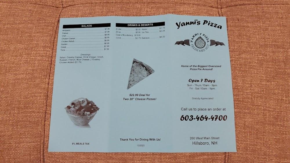 Yanni's Pizza Menu image 2